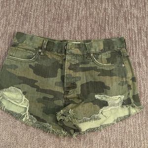 We the Free Camo Denim Shorts